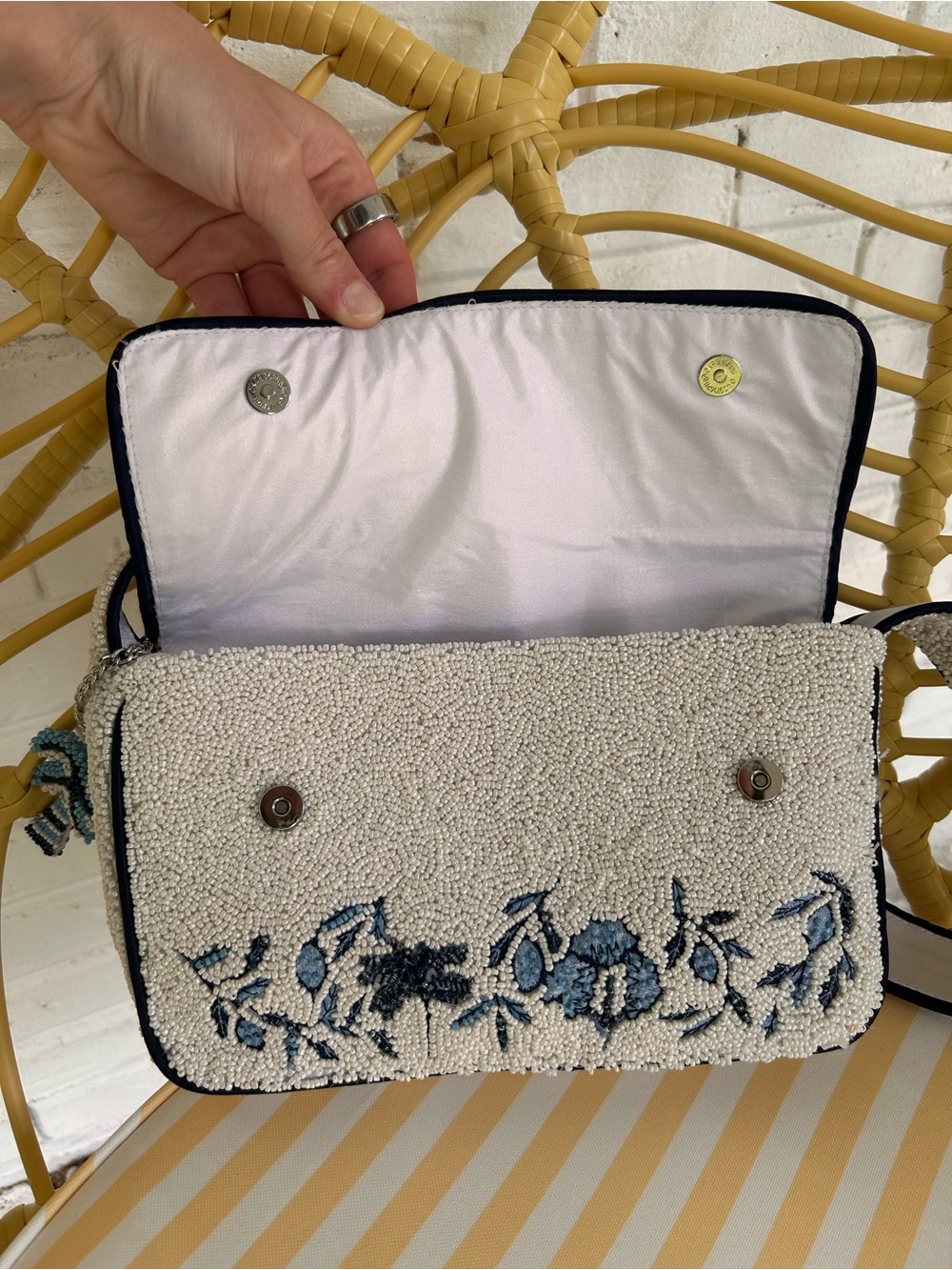 NWOT Handmade in India Beaded Palm Tree Bag - Picture 5 of 5